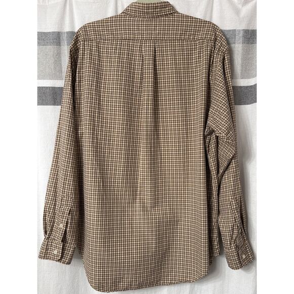 VTG Polo Ralph Lauren Mens Shirt Large Khaki Brown Plaid Button Down Sherborne - Picture 2 of 12